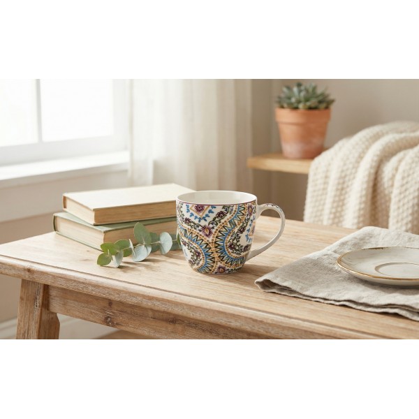 Kubek porcelanowy 460 ml Estrella w koszyczku