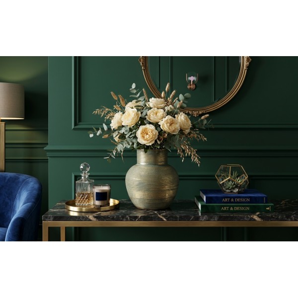 Wazon ceramiczny niebiesko-złoty 24 cm AP171381