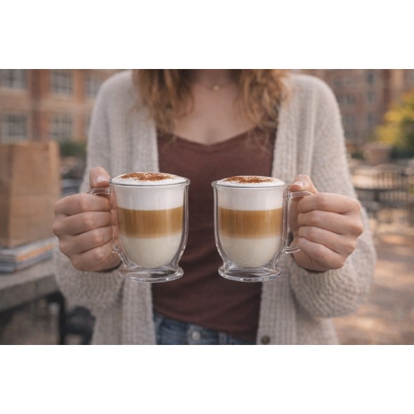 Komplet 2 szklanek 300 ml z podwójną ścianką Stopka