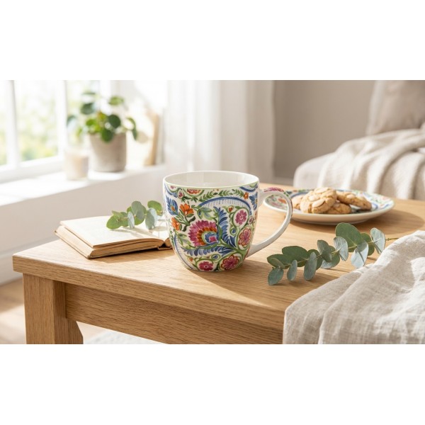 Kubek porcelanowy 460 ml Mayflower w koszyczku