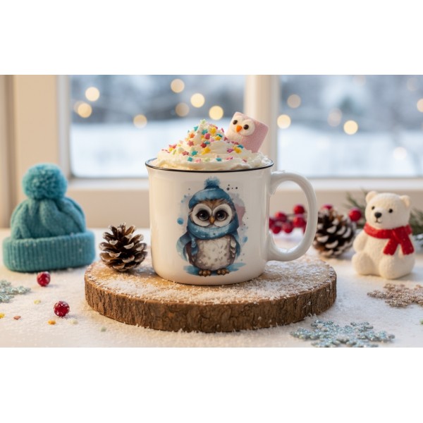 Kubek porcelanowy 220 ml Sowa Otello niebieska