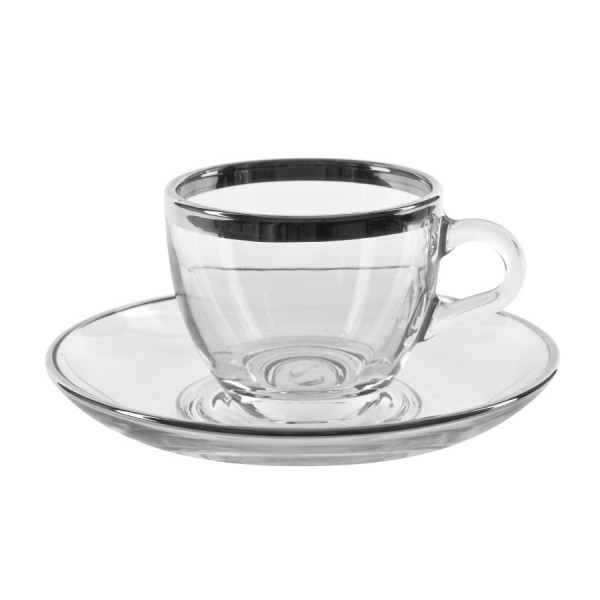 Zestaw 6 Filiżanek do espresso 60 ml + spodki Platinium Line