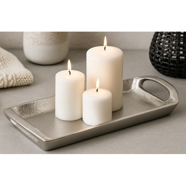 Taca dekoracyjna 32 5x12x5 cm srebrna EW2594