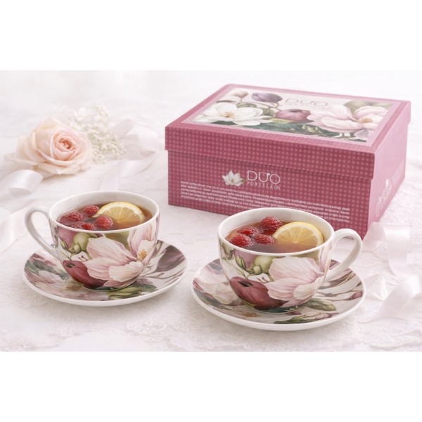 Komplet 2 filiżanek 270 ml + spodki Magnolie