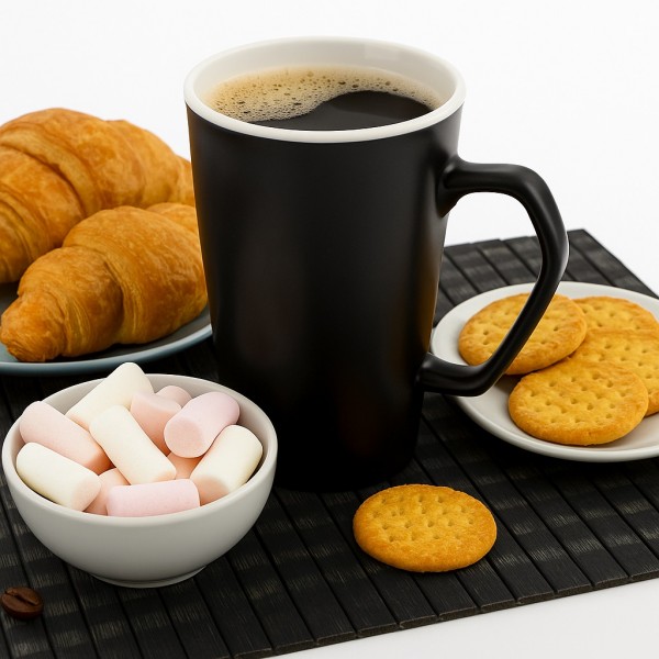 Kubek ceramiczny 420 ml Czarny Mat cream rant