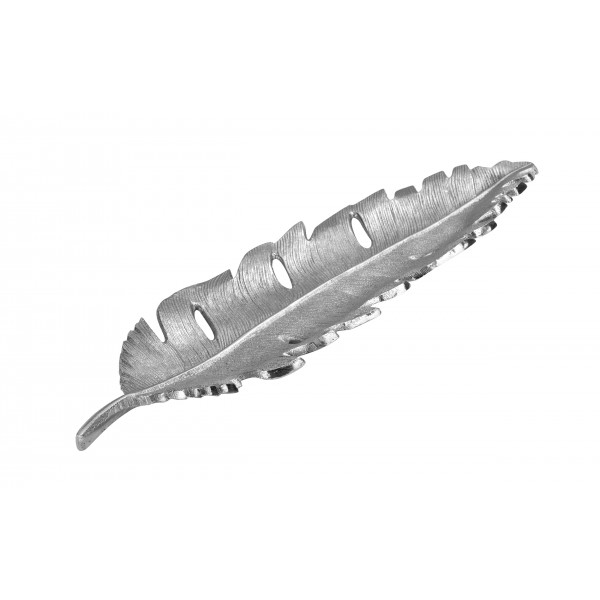 Patera metalowa srebrna liść 49 cm