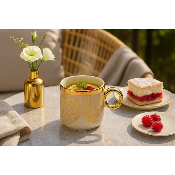 Kubek porcelanowy 350 ml Palazzo złote linie 2516