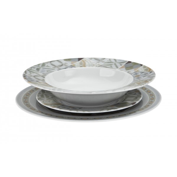 Komplet talerzy dla 6 osób Mozaika N013 18 el.