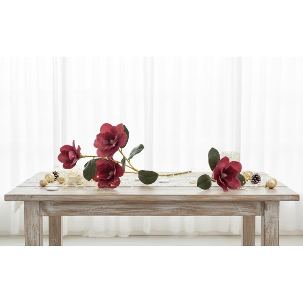 Kwiat sztuczny Magnolia 80 cm bordowy