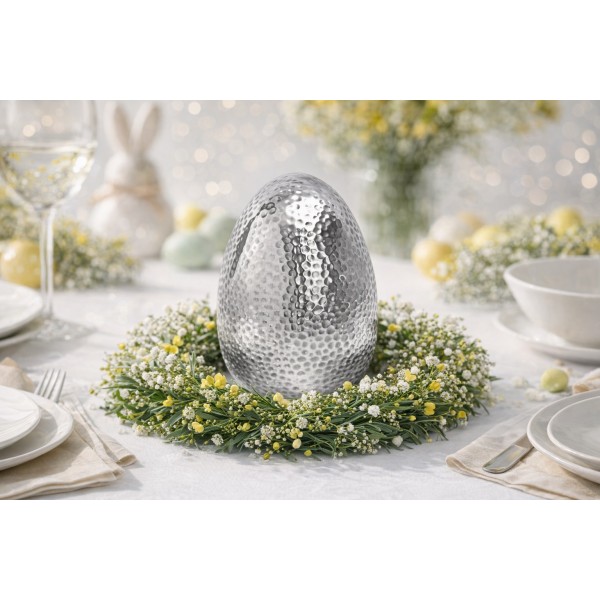 Jajko srebrne wytłaczane 12 cm małe