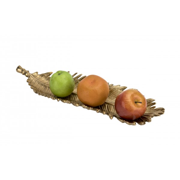 Patera ozdobna 47x13 cm Liść złoty