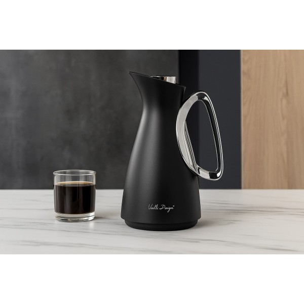 Termos z wkładem szklanym 1L ALESSIA czarno-srebrny 9217