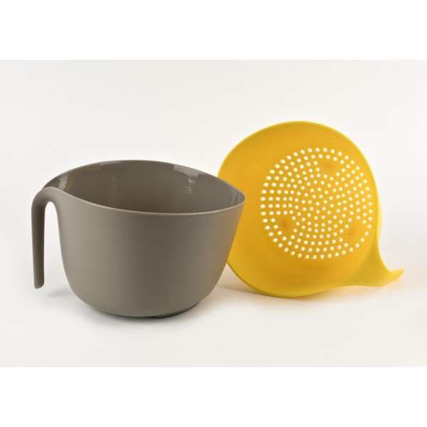 Durszlak z misą Kassel szaro-żółty