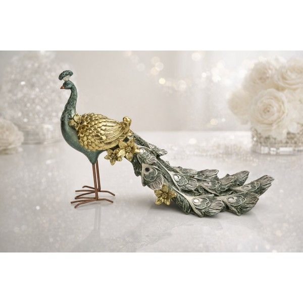 Figurka dekoracyjna Paw 20 cm niebiesko-złoty 180913