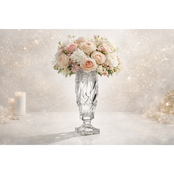 Wazon kryształowy na nodze 38 cm Flamenco Ice