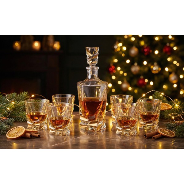 Zestaw do whisky karafka + 6 szklanek BOHEMIA PORTO STEP