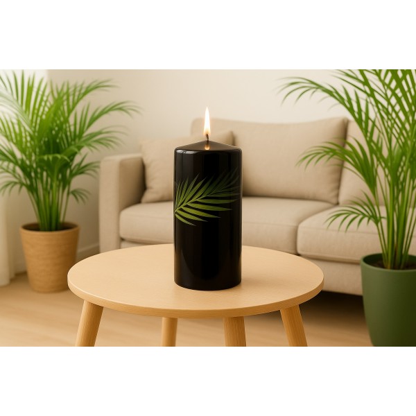 Świeca pieńkowa 20 cm Green Leaf czarna 200/70