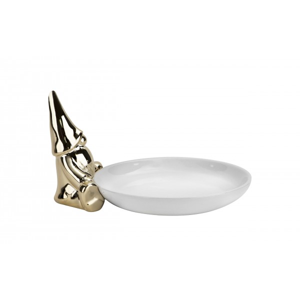 Talerz ozdobny deserowy 18 cm z Krasnalem biały