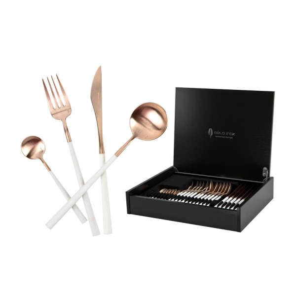 Sztućce Neo White Rose Gold 6/24 Belo Inox