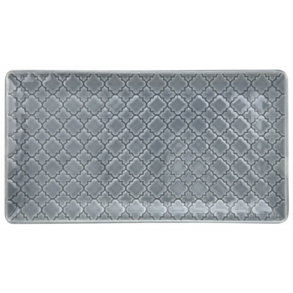 Talerz płytki prostokątny 24x13cm Marrakesz szaro-niebieski K9