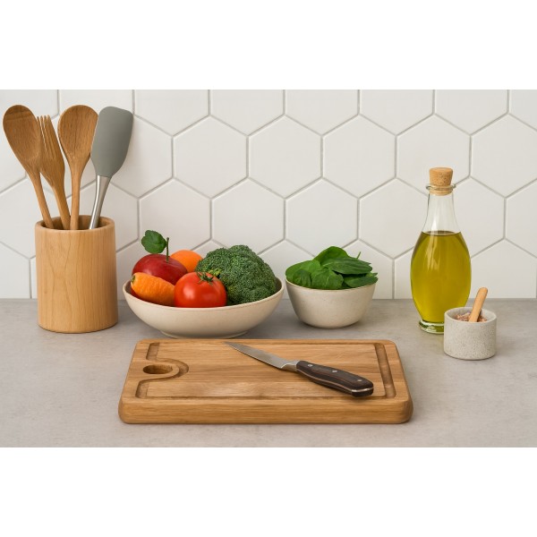 Deska do krojenia dębowa 20x30cm z kółeczkiem