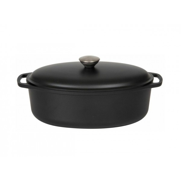 Brytfanna z pokrywą 4 L owalna Rosso z aluminium czarna