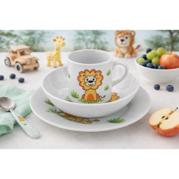 Zestaw naczyń dla dzieci Lew porcelanowy