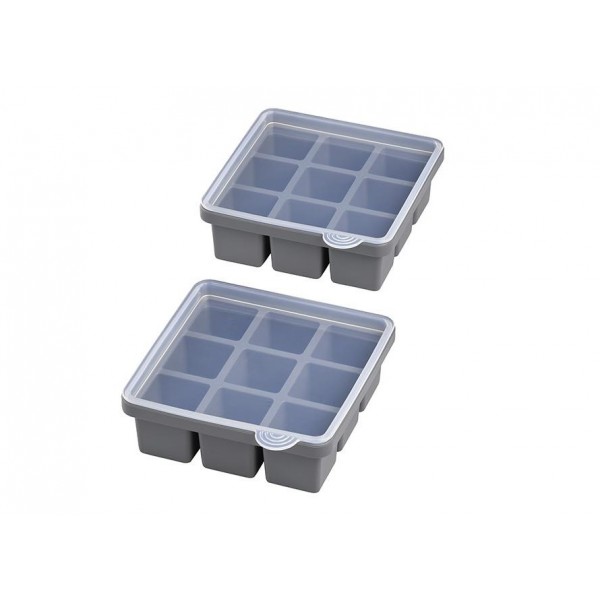 Zestaw 2 Pojemników na kostki lodu 15 5x15 5 cm z pokrywką