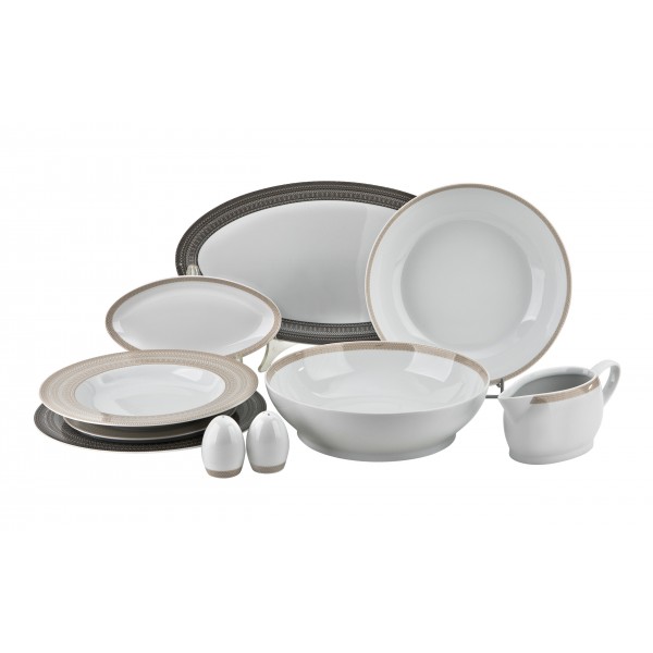 Serwis obiadowy brąz/beż  6/25