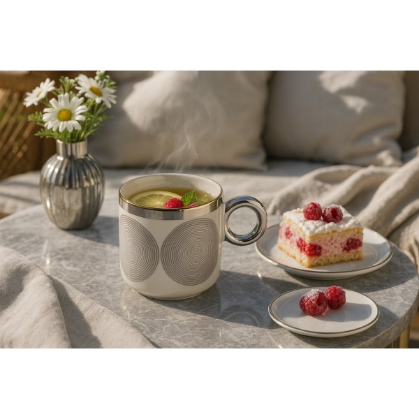 Kubek porcelanowy 350 ml Palazzo srebrne koła 2517