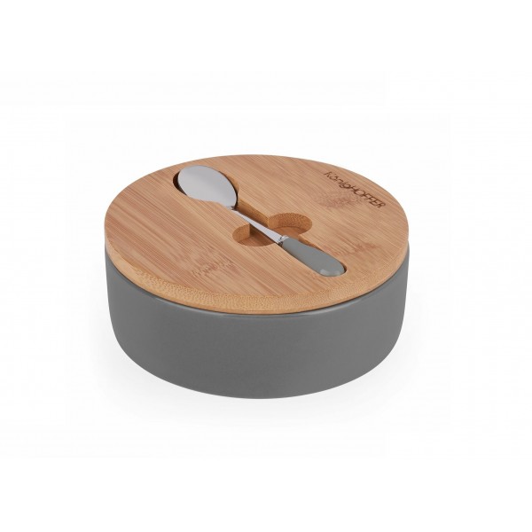 Cukiernica z pokrywką i łyżeczką szara 424257