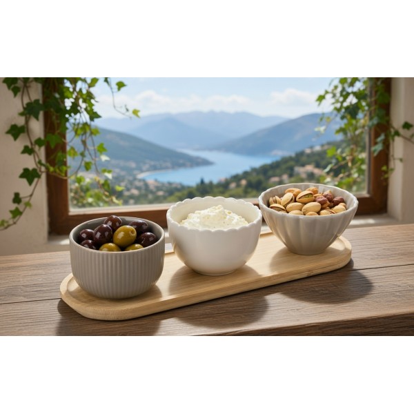 Zestaw 3 miseczek z deską do serwowania 4 el.