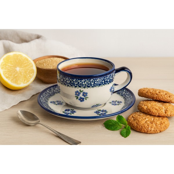 Filiżanka ceramiczna 200 ml + spodek Bolesławiec dek. 224