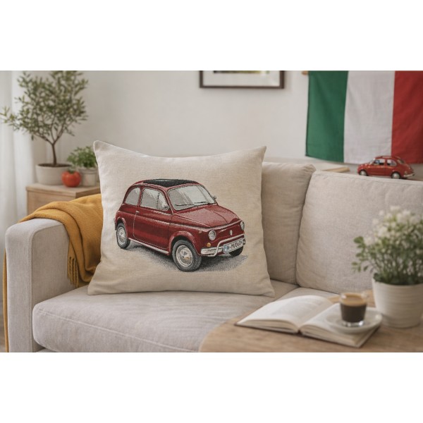 Poszewka dekoracyjna 45x45 cm Fiat 500 Gobelinowa Premium