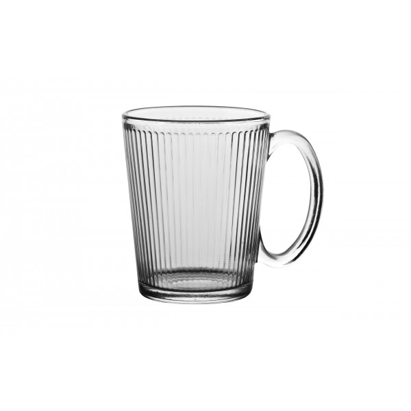 Kubek szklany z uchem 300 ml ryflowany MPLCo