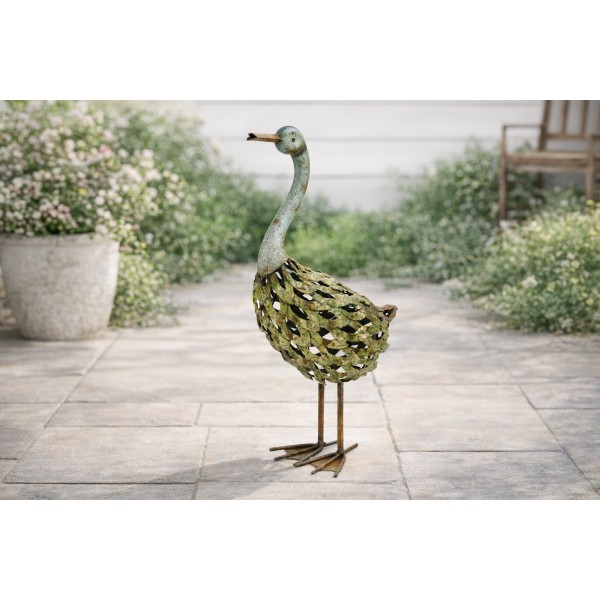 Figurka dekoracyjna Gęś 58 cm metalowa kolorowa