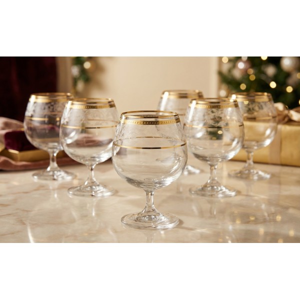 Zestaw 6 Kieliszków do koniaku 300 ml Dolce Vita Gold