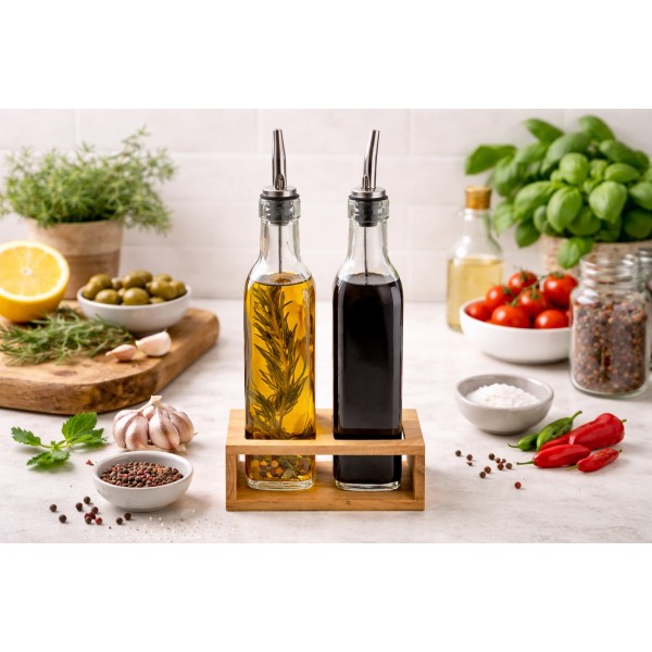 Zestaw - stojak i butelka z dozownikiem 2 sztuki