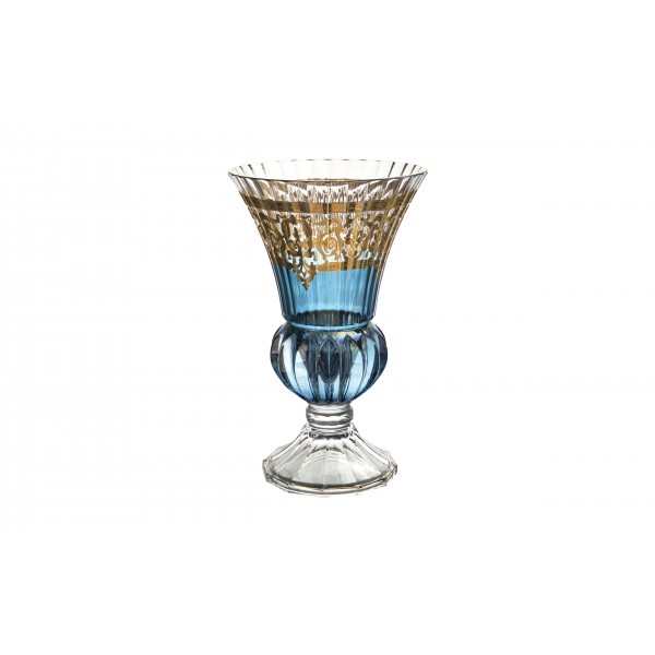 Wazon kryształowy 35 cm na nodze Blue-FT-AD