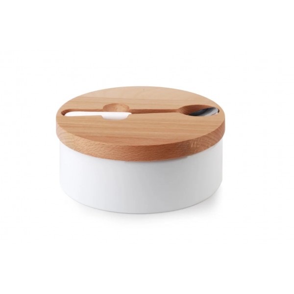 Cukiernica z pokrywką i łyżeczką biała Mondex 5790