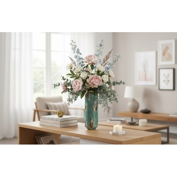 Wazon szklany 52 cm niebiesko-brązowy IR0033