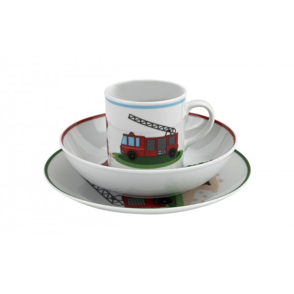 Zestaw naczyń dla dzieci Mały Strażak porcelanowy