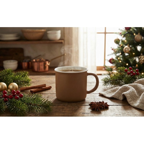 Kubek ceramiczny 355 ml brązowy z białym środkiem