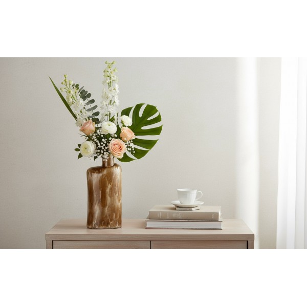 Wazon szklany 30 cm beżowo-brązowy IR0036