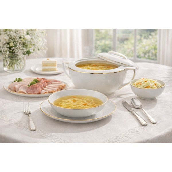 Serwis obiadowy 12/44 el. + Waza City Złote B326