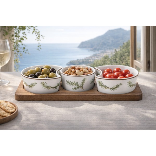 Zestaw 3 miseczek z deską do serwowania 4 el. 7372 Rozmaryn