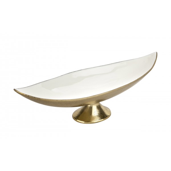 Półmisek dekoracyjny duży 51 cm biało-złoty metalowy
