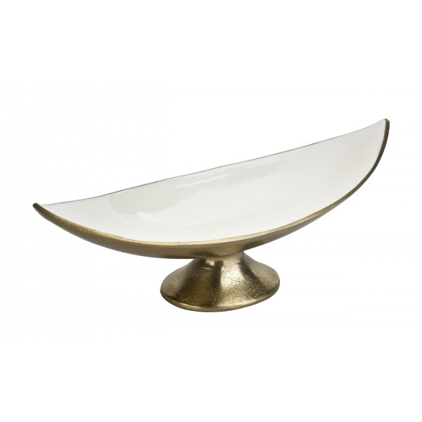 Półmisek dekoracyjny mały 41 cm biało-złoty metalowy