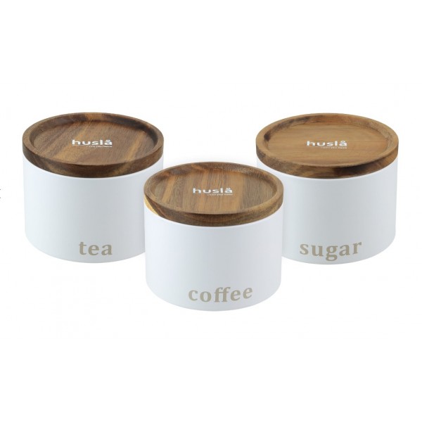 Zestaw 3 pojemników Husla white