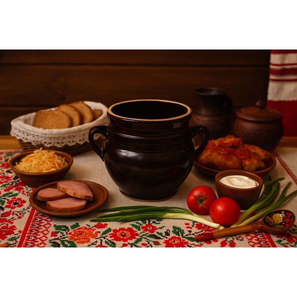 Garnek kamionkowy ludowy 3 L Kwiatek